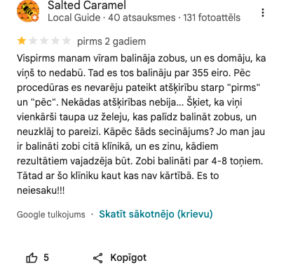 Ekrānuzņēmums no atsauksmes (Salted Caramel)