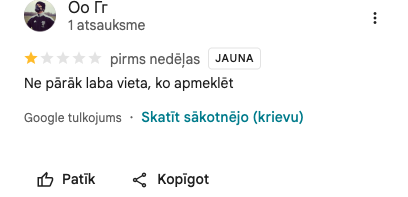 Ekrānuzņēmums no atsauksmes (Оо Гг)